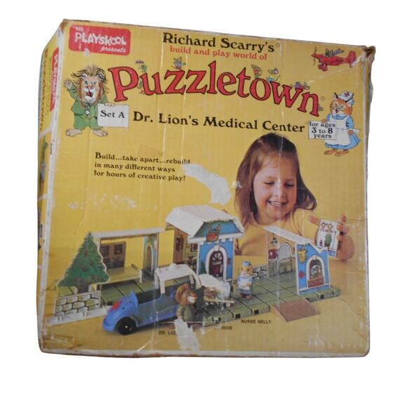 Playskool Puzzletown Set A Dr. Lion Medical Center EMPTY Box Replacement Vintage - Picture 1 of 8